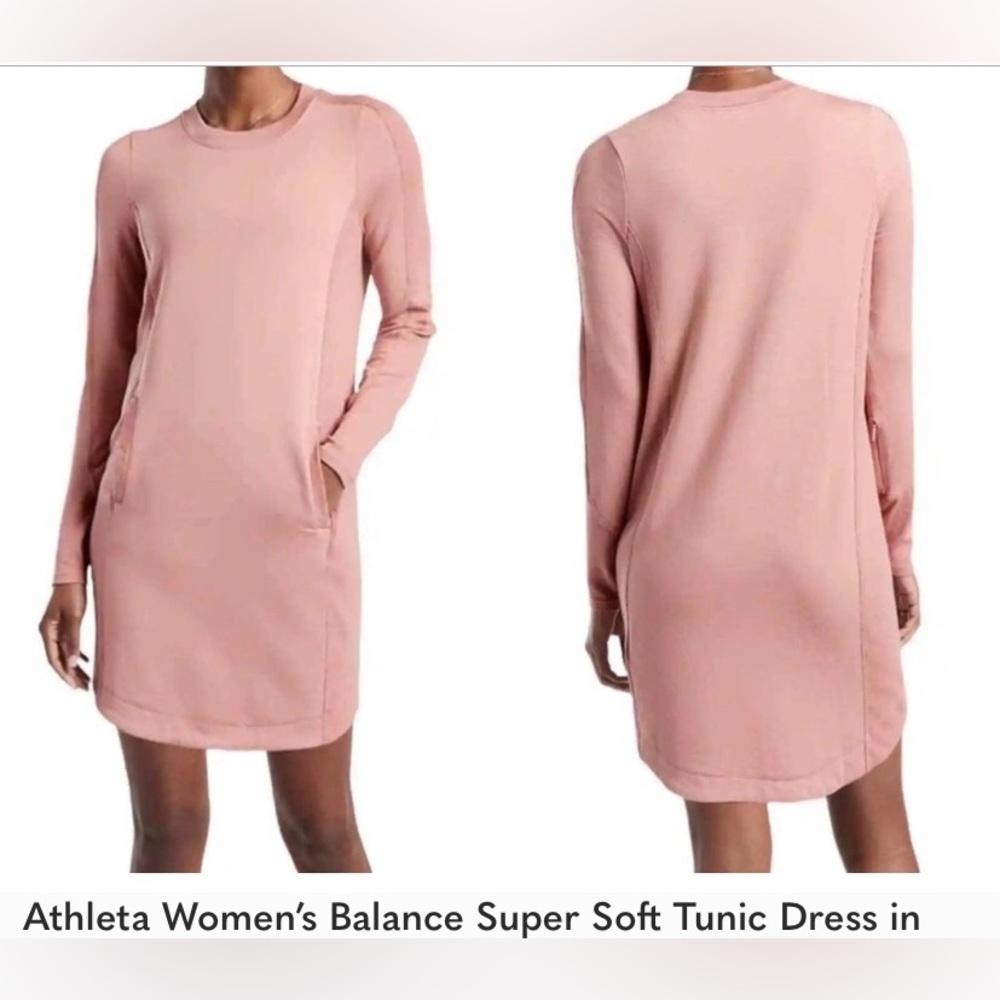 NWOT Athleta dress tunic in Palermo Pink SZ M. Very soft - Picture 2 of 14